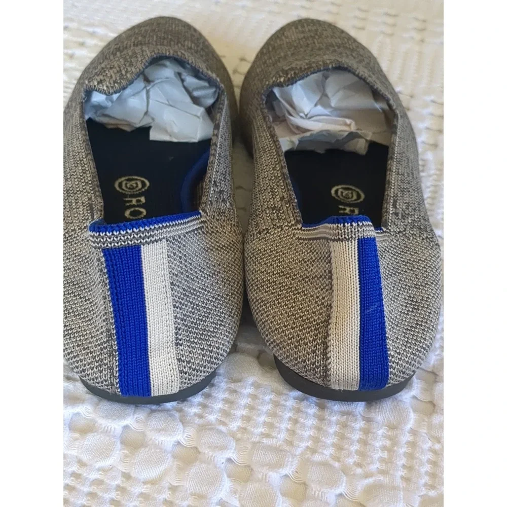 Rothy's The Loafer Gray Stripe Taupe Heather‎ Gray Sz 9.5